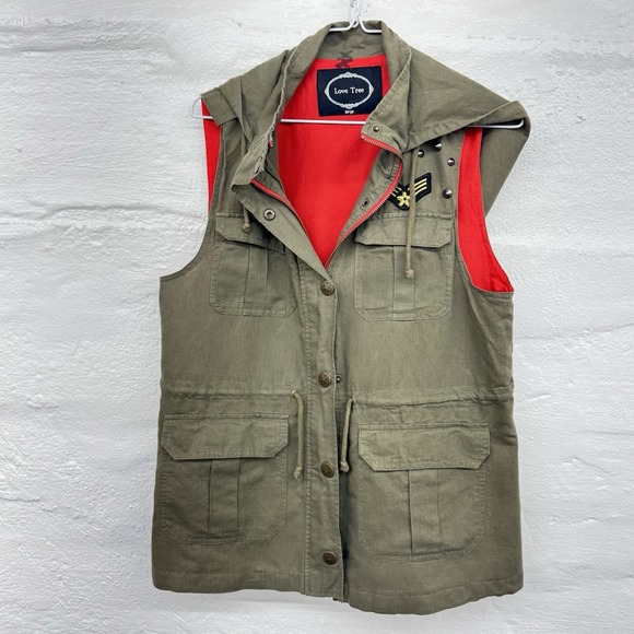 Love Tree Jackets & Blazers - Love Tree Olive Green Hooded Cargo Utility Womens Vest Size Large 100%‎ Cotton